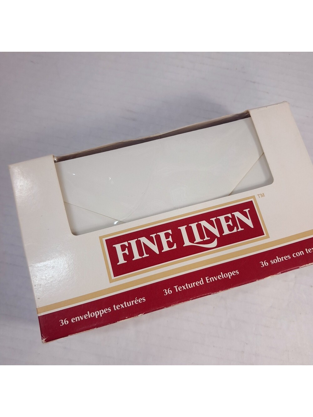 Vintage Stuart Hall Fine Linen Textured Envelopes #6938 made USA box 35 cream